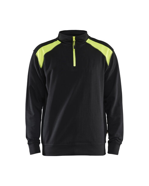 Sweater mit Half-Zip 2-farbig Schwarz/Gelb