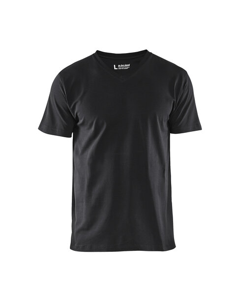 T-Shirt, V-Kragen Schwarz