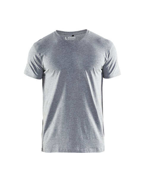 T-Shirt, V-Kragen Grau Melange