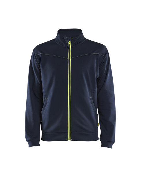 Sweatjacke mit Reißverschluss Dunkel-Marineblau/HighVis Gelb