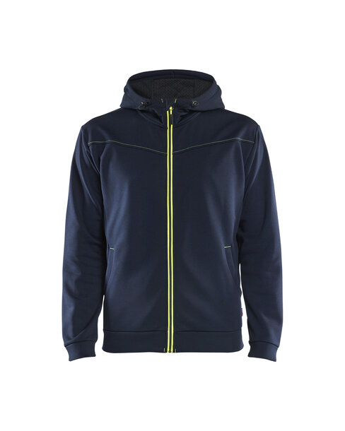 Hoodie mit ReißverschlussDunkel Marineblau/High Vis Gelb
