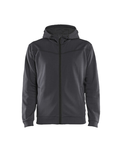 Hoodie mit Reißverschluss Mittelgrau/Schwarz