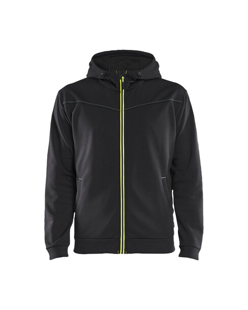 Hoodie mit Reißverschluss Schwarz/Gelb