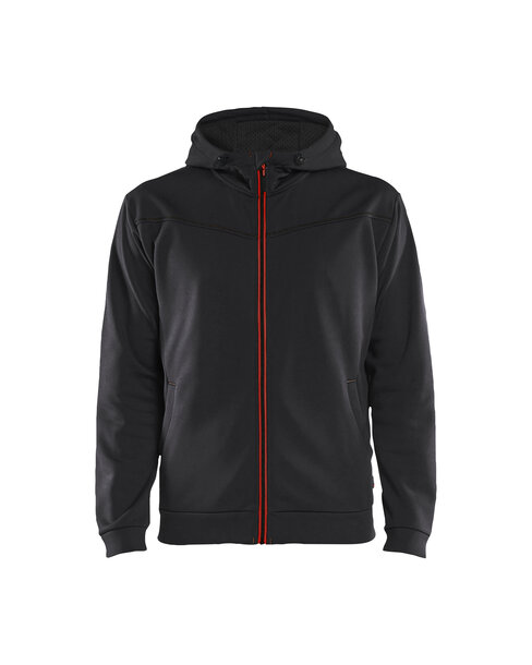 Hoodie mit Reißverschluss Schwarz/Rot