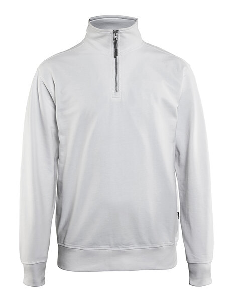 Sweatshirt mit Half-Zip Weiß