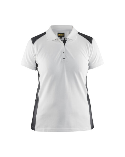 Damen Polo Shirt Weiß/Dunkelgrau