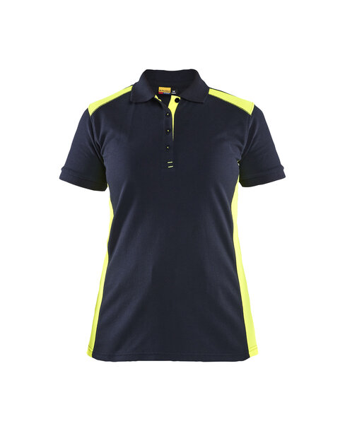 Damen PoloshirtDunkel Marineblau/High Vis Gelb