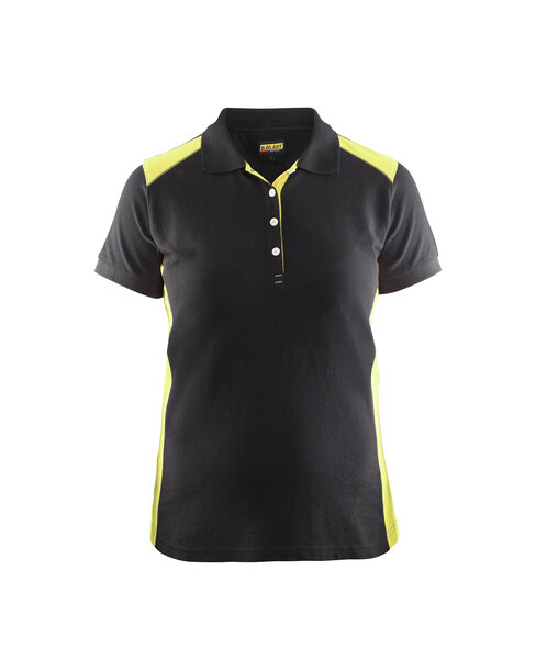 Damen Polo Shirt Schwarz/Gelb