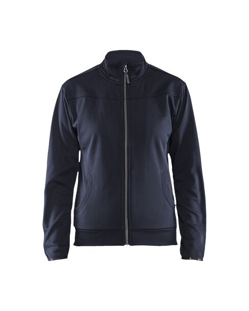 Damen Sweatshirt mit Reißverschluss Dunkel Marineblau/Schwarz