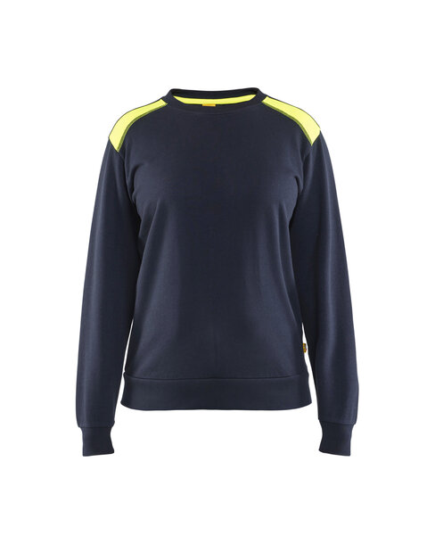 Damen SweatshirtDunkel Marineblau/High Vis Gelb