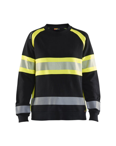 Damen High Vis Sweatshirt Schwarz/Gelb