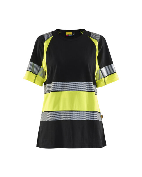 Damen High Vis T-Shirt Schwarz/Gelb