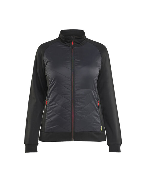 Damen Hybrid Sweater Schwarz/Rot