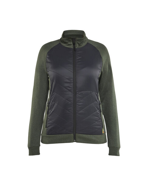 Damen Hybrid Sweater Herbstgrün/Schwarz
