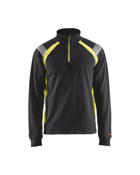 Sweatshirt mit Half-Zip Schwarz/Gelb