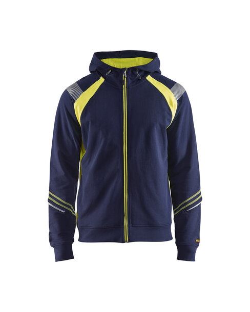 Sweatshirt mit Reißverschluss Marineblau/ High Vis Gelb