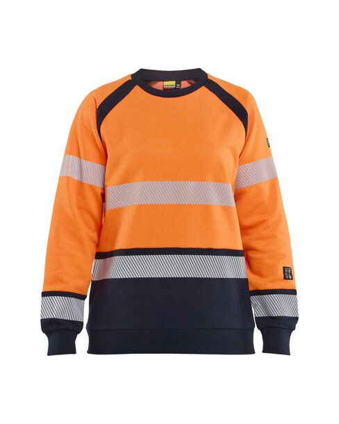Damen Multinorm Sweatshirt Inhärent High Vis Orange/Marineblau