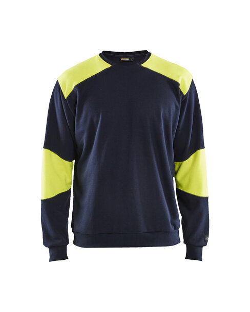 Flammschutz Sweatshirt Marineblau/ High Vis Gelb
