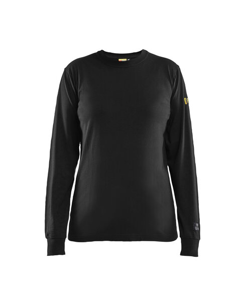 Flammhemmendes Damen-Shirt Langarm Schwarz