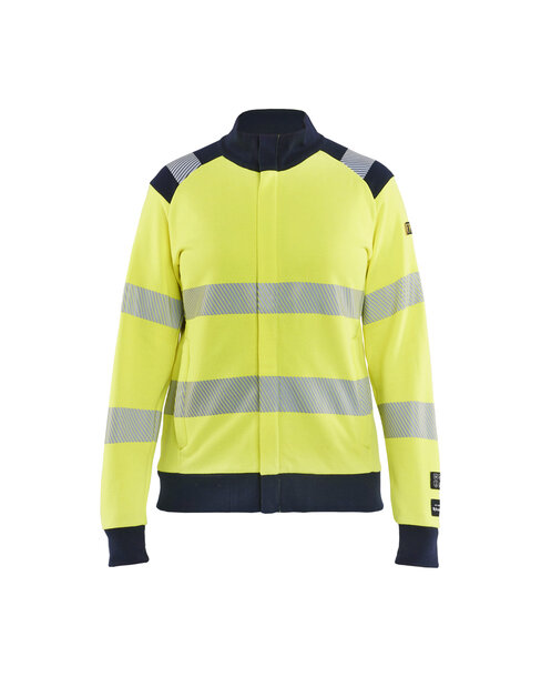 Damen Multinorm Sweatshirt High Vis mit ReißverschlussHigh Vis Gelb/Marineblau