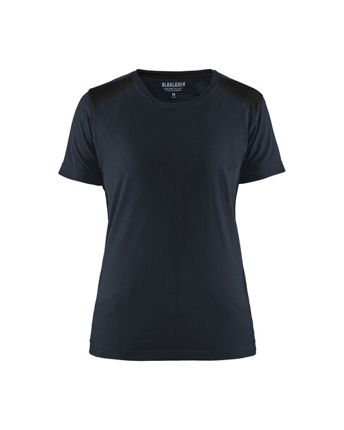 Damen T-Shirt Dunkel Marineblau/Schwarz