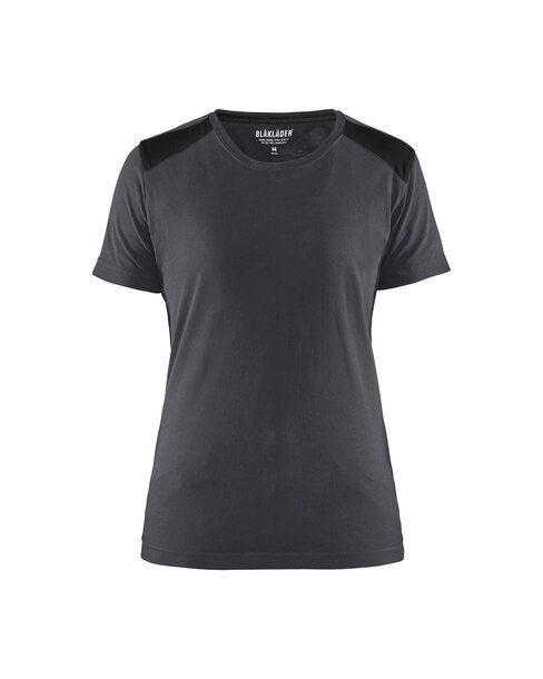 Damen T-Shirt Mittelgrau/Schwarz
