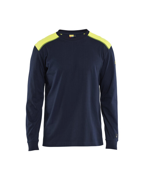 Flammschutz Langarmshirt Inhärent Marineblau/ High Vis Gelb