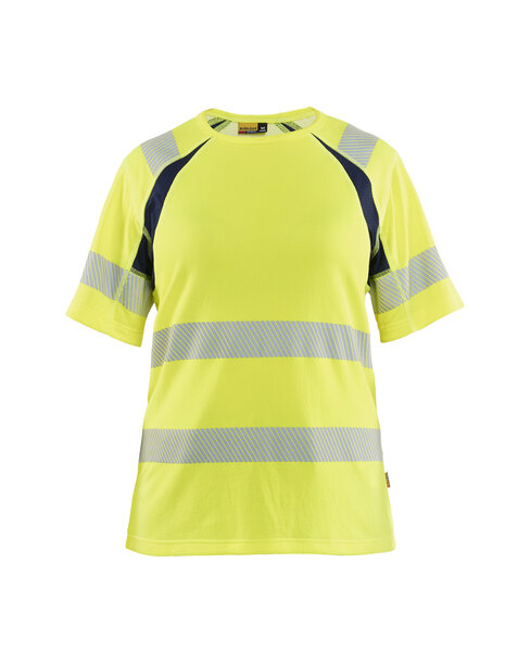 Damen High Vis T-Shirt High Vis Gelb/Marineblau