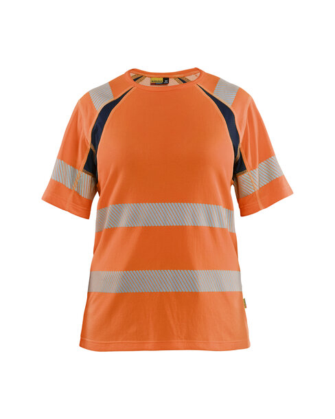 Damen High Vis T-Shirt High Vis Orange/Marineblau