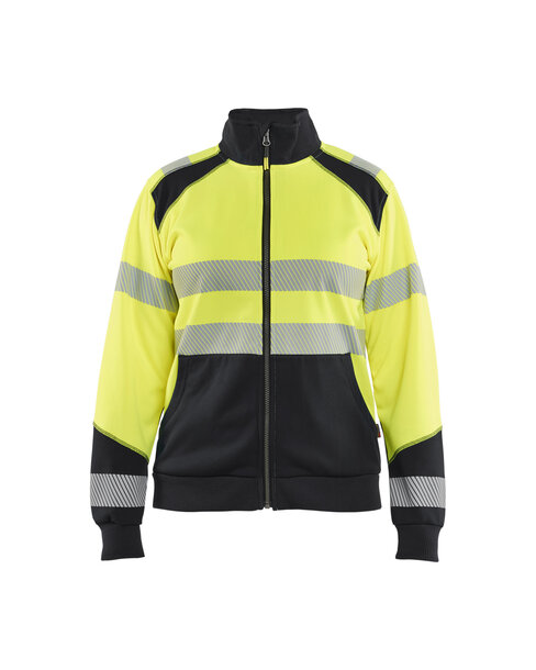 Damen Sweatshirt High Vis mit ReißverschlussHigh Vis Gelb/Schwarz