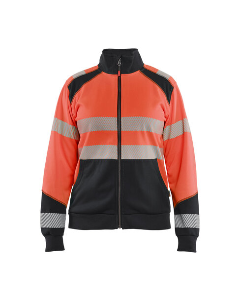 Damen Sweatshirt High Vis mit ReißverschlussHigh Vis Rot/Schwarz
