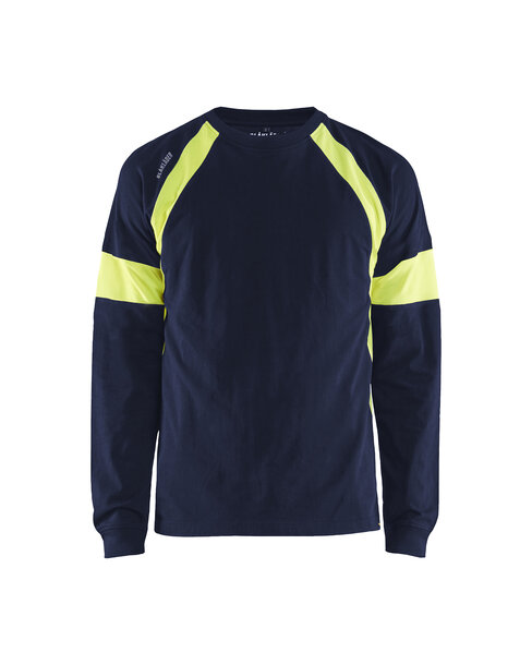 Langarm Shirt Marineblau/Gelb