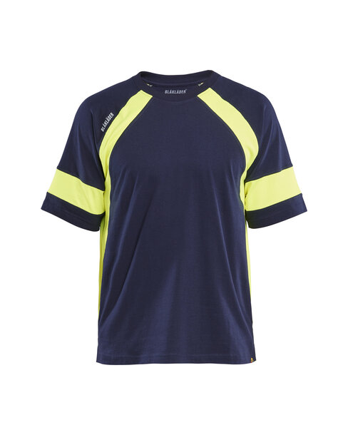 T-Shirt mit High Vis Marineblau/Gelb