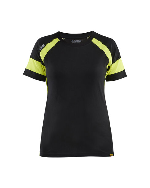 Damen T-Shirt mit High Vis Schwarz/Gelb