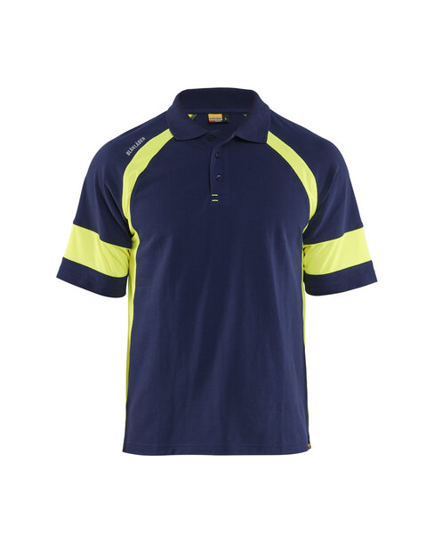 Poloshirt mit High Vis Marineblau/ High Vis Gelb