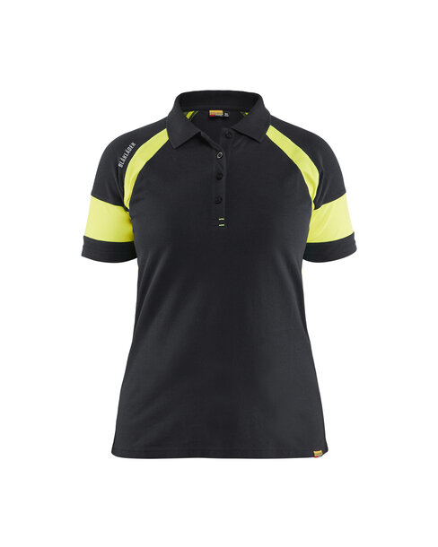 Damen Poloshirt mit High Vis Schwarz/Gelb