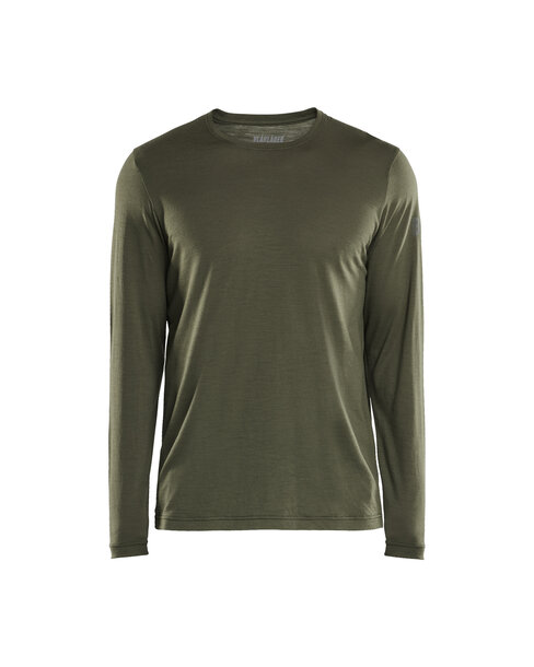 Merino Langarmshirt Waldgrün