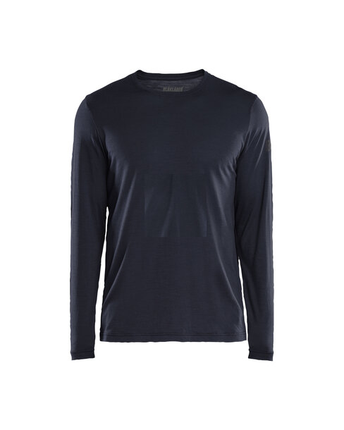 Merino Langarmshirt Dunkel Marineblau