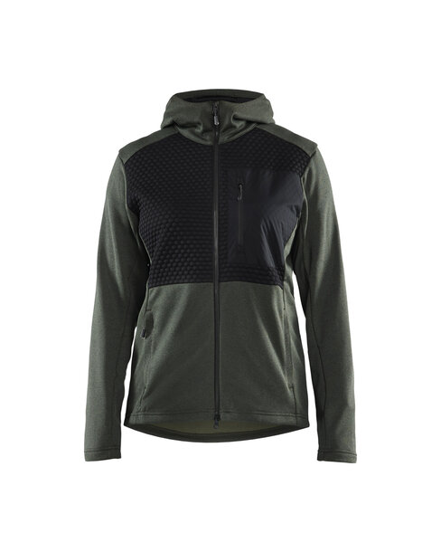 Damen Kapuzensweater mit Reißverschluss Herbstgrün/Schwarz
