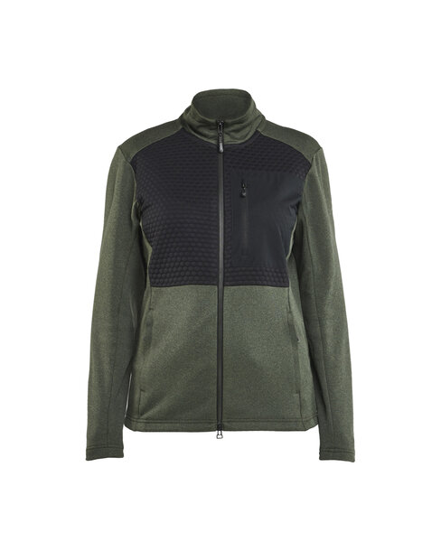 Damen Sweatshirt mit durchgehendem Reißverschluss Herbstgrün/Schwarz