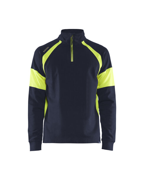 Sweatshirt mit High Vis Einsätzen Marineblau/ High Vis Gelb