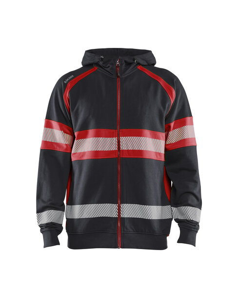 High Vis Kapuzenjacke Schwarz/High Vis Rot