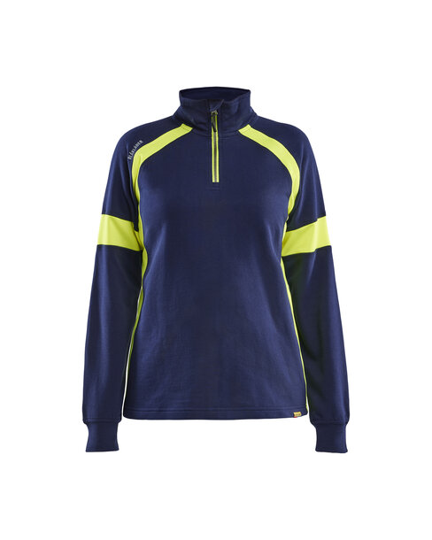 Damen Sweatshirt mit High Vis Marineblau/ High Vis Gelb