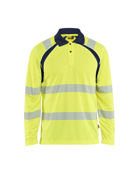 UV Poloshirt High Vis langarm High Vis Gelb/Marineblau