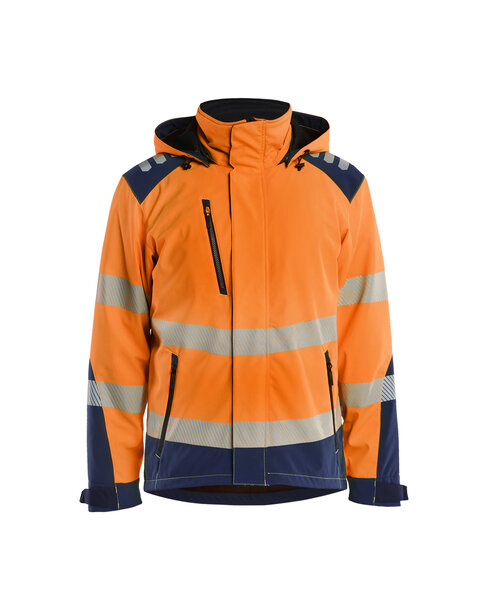 Leichte gefütterte Softshell Winterjacke High Vis High Vis Orange/Marineblau