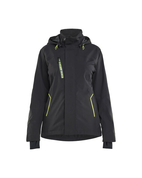 Damen Shell Jacke Stretch Schwarz/Gelb