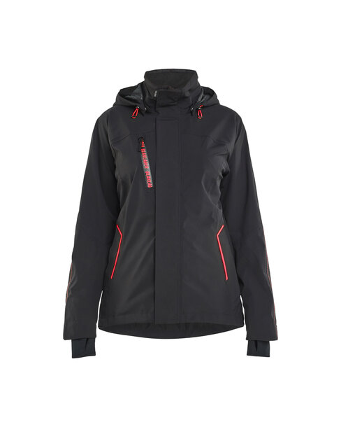 Damen Shell Jacke Stretch Schwarz/Rot