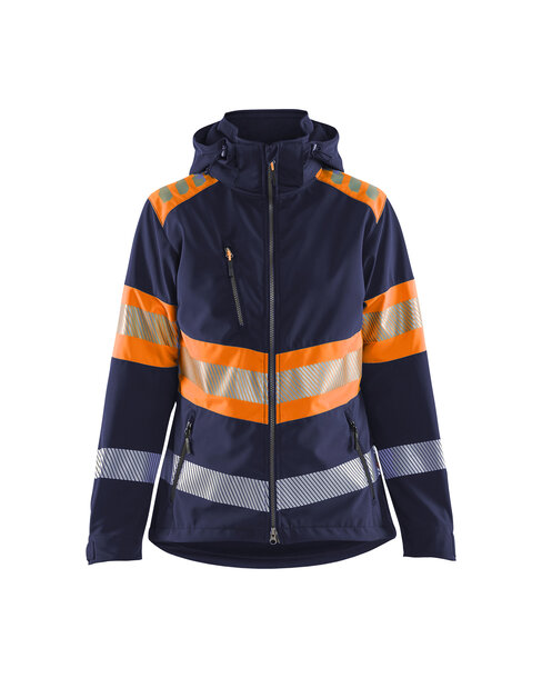 Damen High Vis Softshell JackeMarineblau/Orange