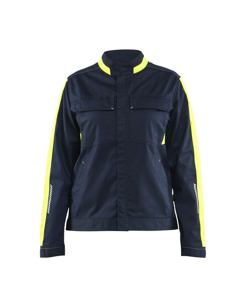 Damen Industriejacke StretchDunkel Marineblau/High Vis Gelb