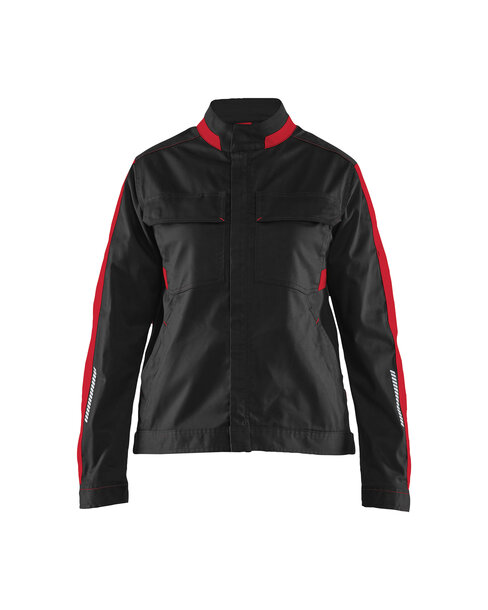 Damen Industriejacke StretchSchwarz/Rot